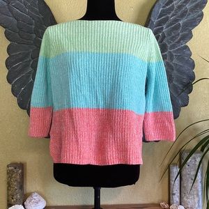 Rainbow Knit Cropped Sweater